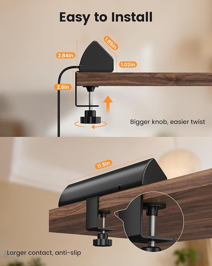 SURAIELEC Desk Clamp Power Strip with 5 Outlets, 4 PD 20W USB-C & 2 USB-A Ports, 40W Total Fast Charging Station, 900J Surge Protector, Fit 1.97 in Desk Edge Mount, 45° Flag Plug, 6 ft Extension Cord