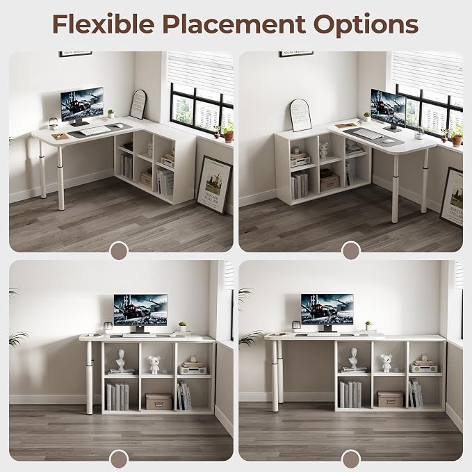 CycleCrew Large L-Shaped Desk Extension, 47.2" L Freestanding Desk Extender with Adjustable Height, Full-Size Tabletop Extension for Existing Desk, Space Saving Workstation Expansion for Home Office