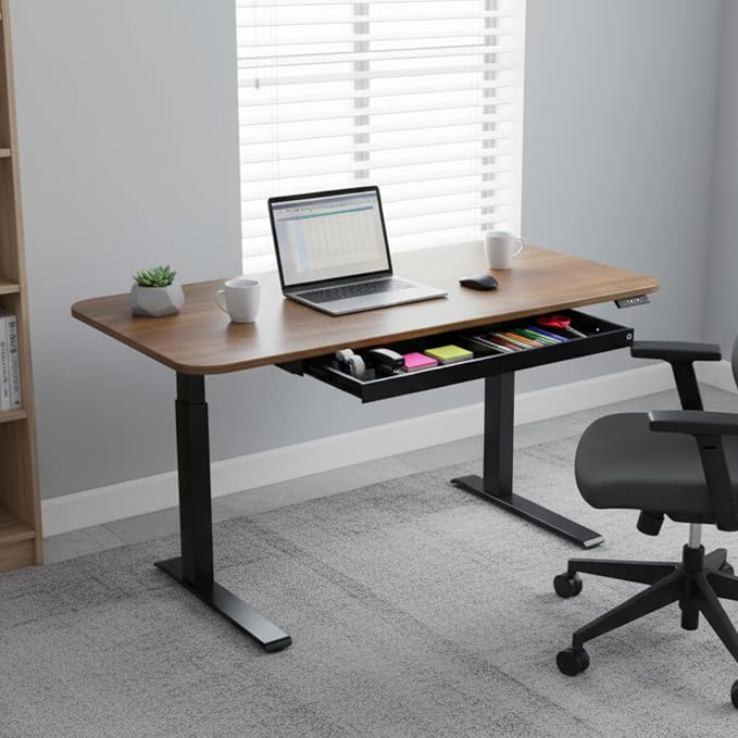 PERFECT POSTURE Under Desk Storage Drawer With Lock – Slim Pen & Pencil Drawer for Regular & Sit-Stand Standing Desks, White (10" x 33")
