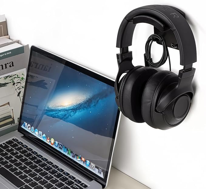 GEEKRIA Gaming Headphone Hook Holder, Wall Mount Headset Stand, Compatible with Bose, Sony, Sennheiser, AKG, JBL, Beats, Suitable for Home, Office, Recording Studio (Black)