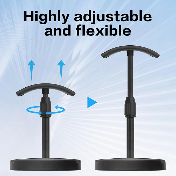 YAODHAOD Desktop Headphone Stand, Universal Headphone Holder with Phone Holder,Anti-Slip Base, for Desk, Office, Home Headphones Support Accessory (Black)
