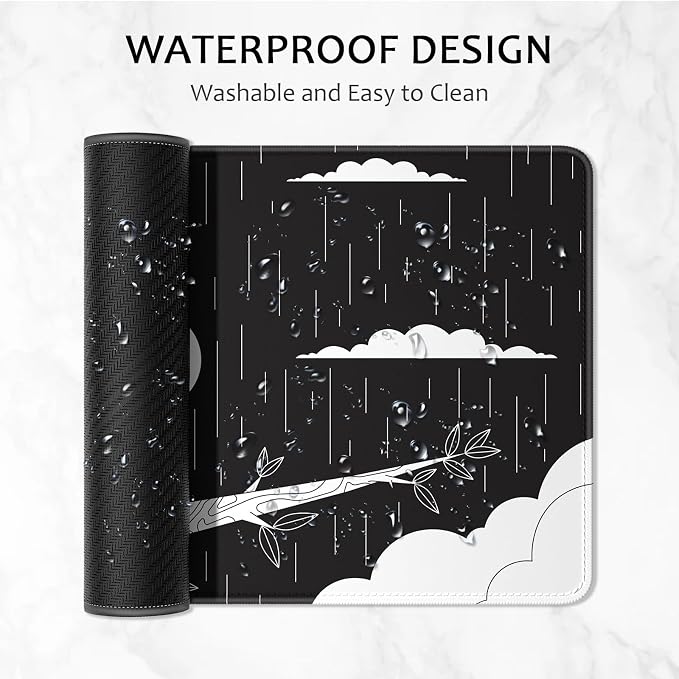 Auhoahsil Ultra Large Gaming Mousepad, XXL Extended Full Size Desktop Matt for Keyboard, Laptop & Computer, 35.5 x 15.7 in, Gothic Black White Owl
