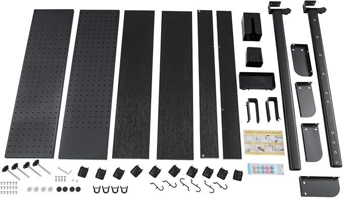 Clamp-On Pegboard Desk Organizer, 2-Tier Clamp On Desk Shelf with Hooks, Office Accessory Organizer for Books, Office Supplies & DIY Storage, 16.5lbs Capacity, 39.37" x 37.4", Black