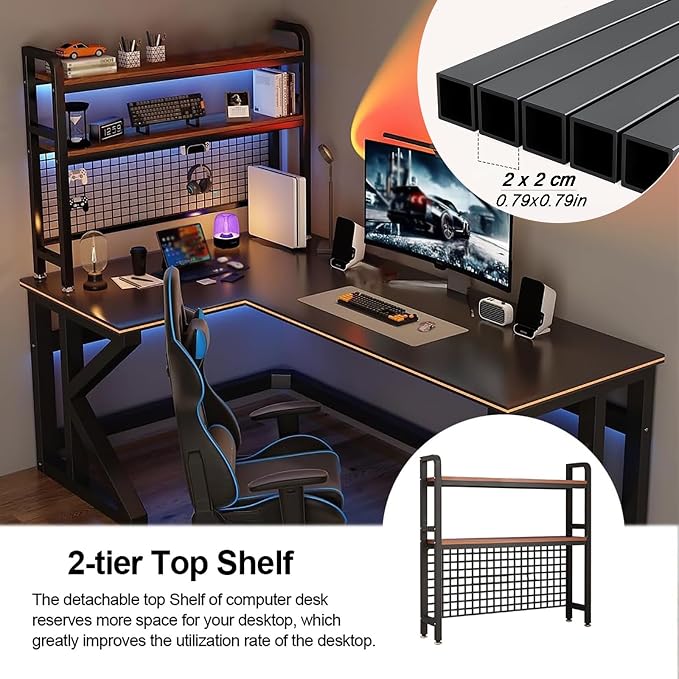 2-Tier Desktop Hutch Bookshelf Metal Desk Shelf Dorm Bookcase for Computer Desk Countertop Storage Organizer Display Rack for Office Home (White, 37.4in)