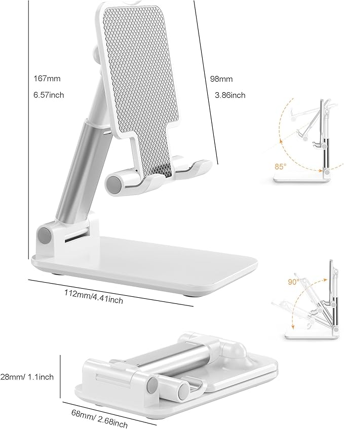 Phone Stand for Desk Cell Phone Holder Stands for iPhones | Mini, Cute, Portable, Fully Foldable, Under 8" Devices, All Smart phones, Office Accessories