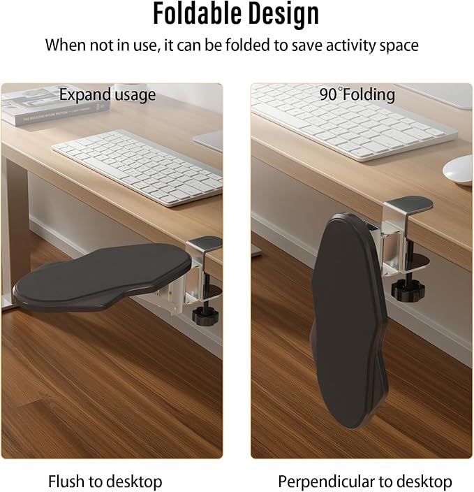 Ergonomic Arm/Elbow Rest for Desk, Foldable Rotating Black | Foldable, Rotatable, Computer Desk, Office & Gaming Comfort