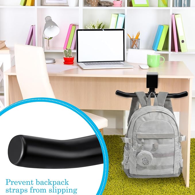 Geelin Bag Hook for Desk Table Heavy-Duty Backpack Hanger Clamp On Purse Holder Adjustable Under Desk Bag Hook for Headphones Handbag Hanger for Classroom Dorm Back to School(Black)