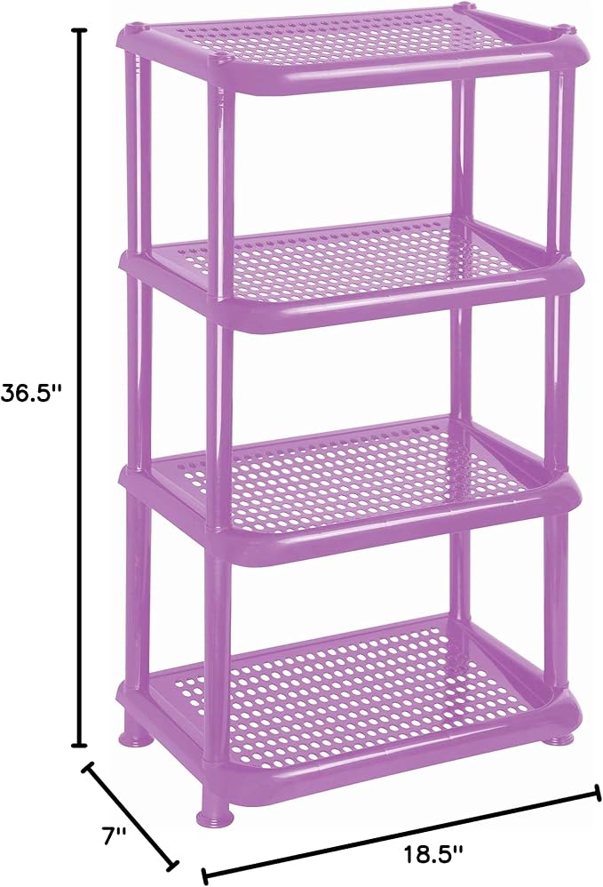 Mintra Home Light Duty Plastic Storage Racks (Rectangular Rack, Lavender)