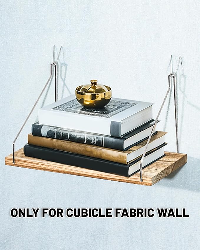 3-Pack Cubicle Shelf For Fabric Walls With Hooks:12x6.0in Wooden Cubicle Shelf Hanging Silver Bracket Use For Office Cubicle Accessories Office Stylish Ations Cubicle Decorations For Women Desk