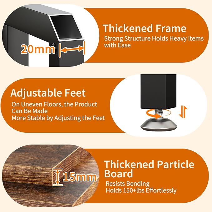 METYERRY 4-Tier Corner Printer Stand, Printer Table with Built-in Power Outlet and LED Lights, Multipurpose Corner Table with Grid Storage Shelf for Home and Office,Rustic Brown
