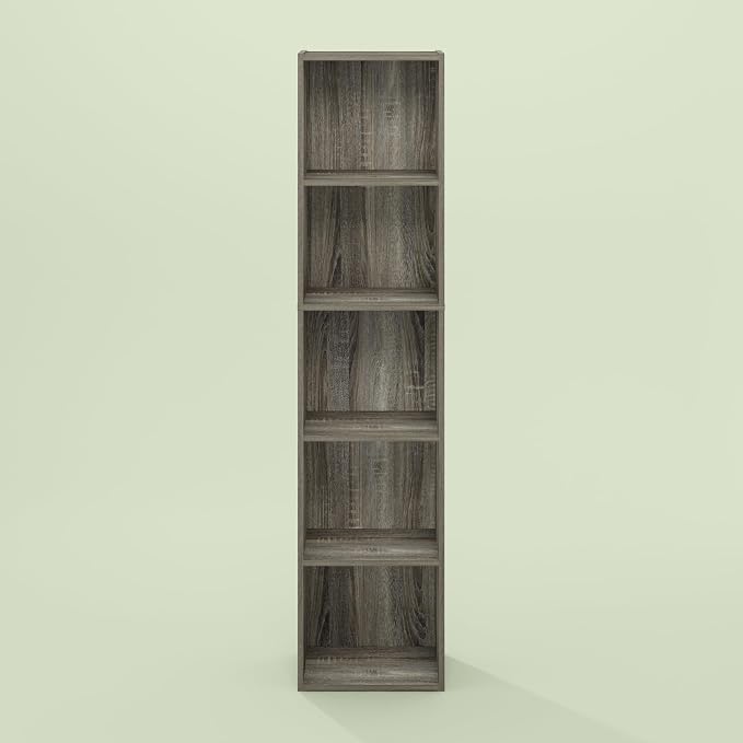 Hagen 5-Tier Open Shelf Bookcase, Bookshelf, for Living Room and Home Office, Olive Oak