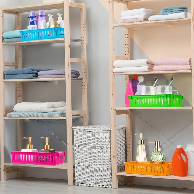 16 Pcs Classroom Storage Baskets Bins Crayon Holder Box Plastic Organizer Plastic Pencil Crayon Book Baskets for Library Storage Trays for Desk Drawer Home Office, 10.2 x 6.5 x 2.4 Inch