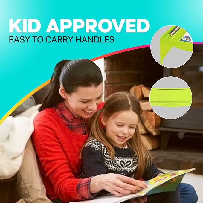 MAVOCRAFT Foldable Kids Lap Tray with Storage - Portable Lap Desk Kids & Adults - Kids Lap Desk for Breakfast in Bed, Serving Tray, Car Desk & Gaming (Green)