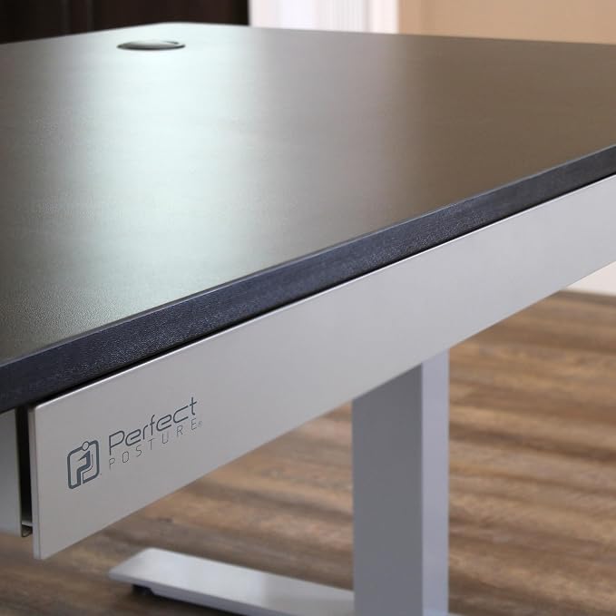 PERFECT POSTURE Under Desk Storage Drawer With Lock – Slim Pen & Pencil Drawer for Regular & Sit-Stand Standing Desks, Gray (7.5" x 33")