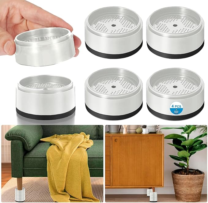 Bed Risers 1 inch, 2 inch, 3 inch, 4 inch Heavy Duty, Adjustable Furniture Riser for Table Desk Couch Sofa Chair Refrigerator Washing Machine, Stackable Bed Raisers Blocks (White 4 Pack, 1 inch)