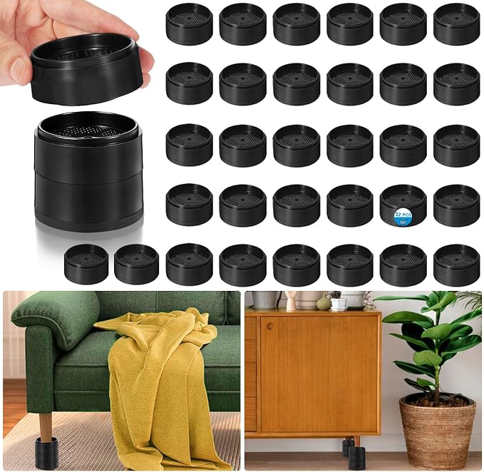 Bed Risers 1 inch, 2 inch, 3 inch, 4 inch Heavy Duty, Adjustable Furniture Riser for Table Desk Couch Sofa Chair Refrigerator Washing Machine, Stackable Bed Raisers Blocks (Black 8 Pack, 1+1+1+1 inch)