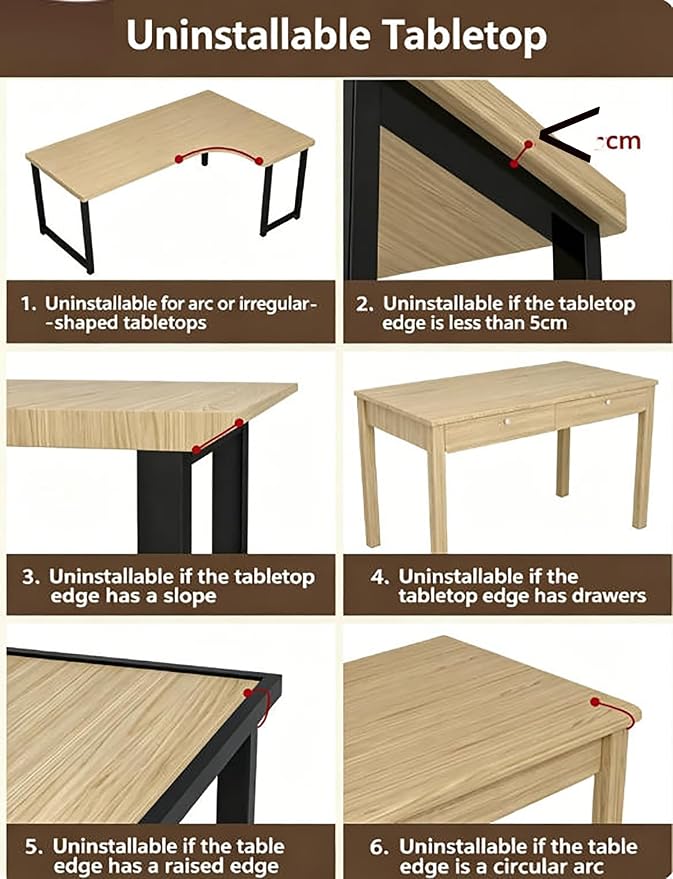 Clamp-On Desktop Extension Board, Space-Saving Side Table for Laptop/Monitor/Keyboard, Black-Milk Finish, 50x25cm, Perfect for Home Office or Study Workspace