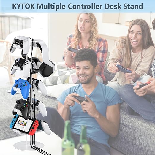Kytok Gamer Gifts, Headset Stand 5 Tiers with Cable Organizer, Controller Stand Compatible with PS5/Xbox/Nintendo Switch/PS Portal/PS4, Headset Holder & Controller Holder for 10 Packs Controller