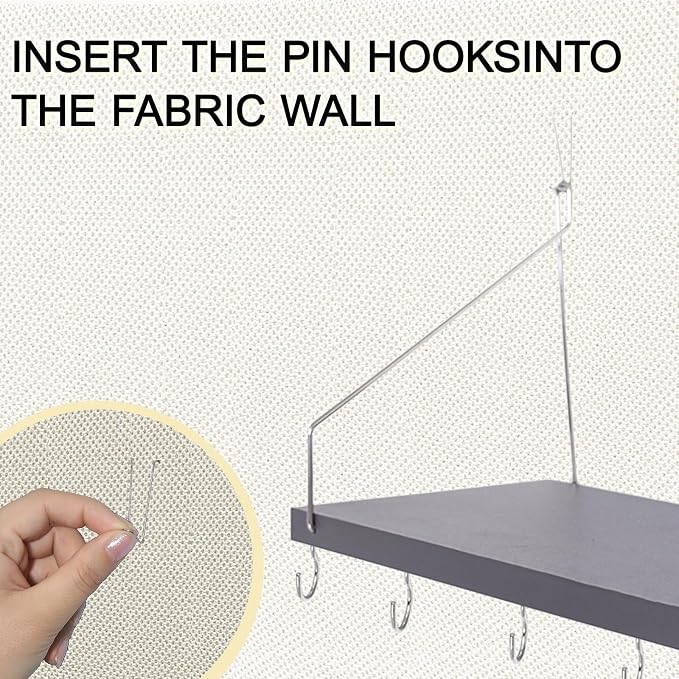 1-Pack Cubicle Shelf For Fabric Walls With Hooks:12x6.0in Gray Wooden Cubicle Shelf Hanging Organizer Silver shelves Accessories Office Stylish Ations cubical Decorations For Women Desk work storage