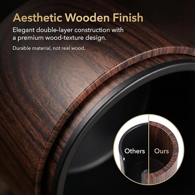 Luxury 2-in-1 Desk Cup Holder with Headphone Hanger for Office, Home, Gaming(Wooden Design)