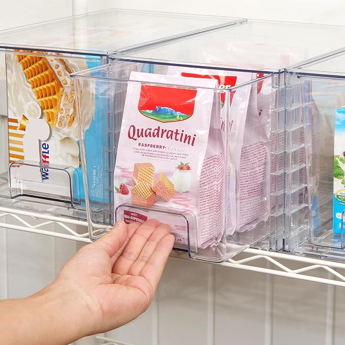 Vtopmart 2Pack Large Stackable Pantry Storage Drawers, Clear Organizer Bins with Handles, Acrylic Drawer Organizers for Kitchen, Pantry, Bathroom Undersink, Cabinet Organization and Storage