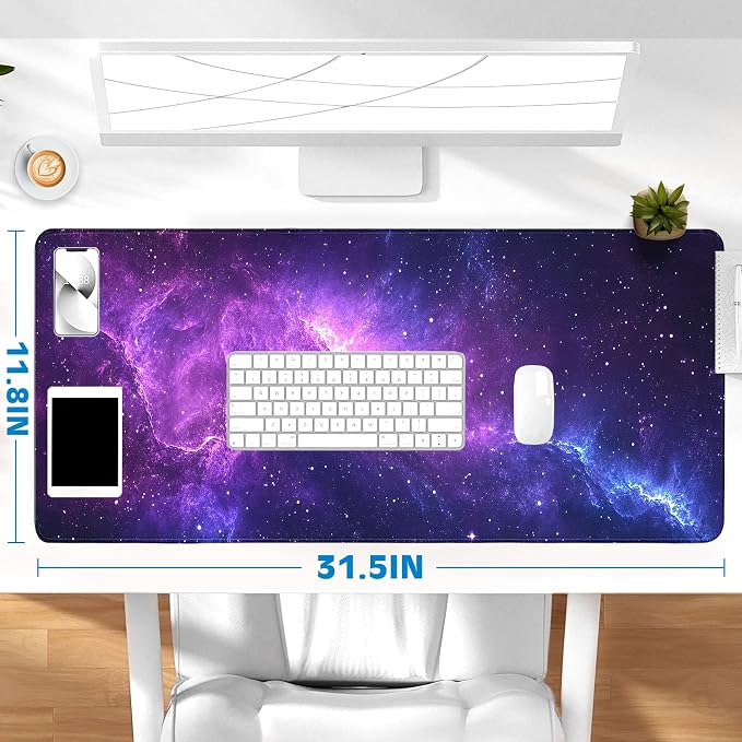 Gaming Desk Mat with Silky Smooth Surface & Exquisite Patterns,31.5x11.8 Inches Large-Sized Mouse Pad, Perfect for Extended Gaming,Work,and Home Office Decor (Starry Sky 6)