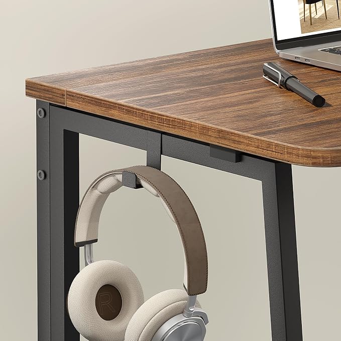 WOHOMO Folding Desk, 47.2" Foldable Computer Desk for Bedroom, Space Saving Computer Table Writing Workstation for Home Office, Easy Assembly, Walnut