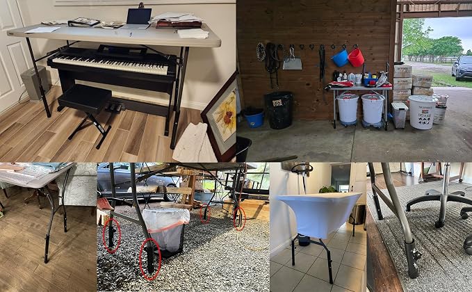 Folding table risers for Folding Tables Straight/Bent Leg, Dural Folding Table Leg Extensions 4 Levels/Heights Table Leg extenders 3.6in | 6.77in | 10in | 13in-All for Treating Your Back pain