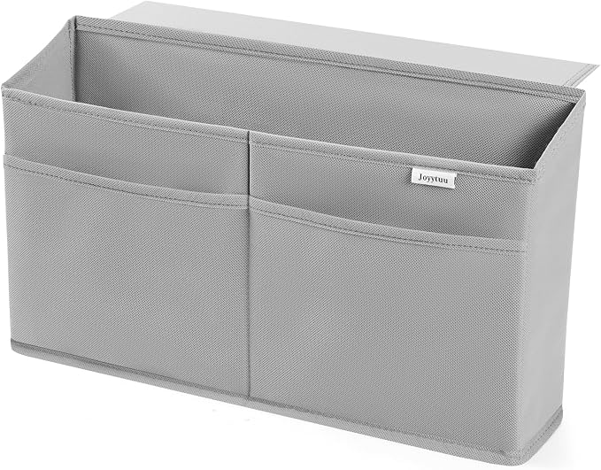 10 Pack Desk Side Hanging Organizer, Adhesive Storage Bag with Pockets for Magazine Ipad Notebook, for End Tables Home Office Desks Computer Workstations Dressing Table, Grey