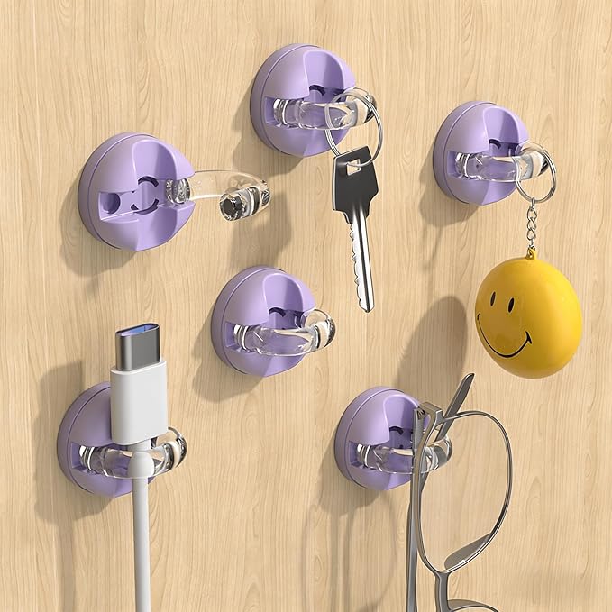 IFNOW Magnetic Cable Clips for Nightstand Self Adhesive Cord Holder Adjustable Clip for Desk, Nightstand, Phone Charger, Computer, Home, Office, Car (Purple-New, 6PCS)