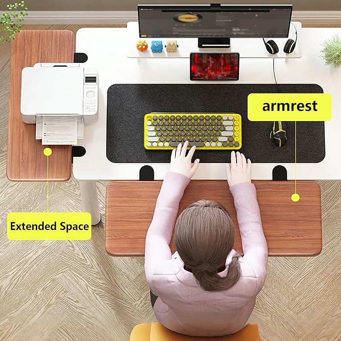 Ergonomic Wide Desk Tray,Invisible Installation Desk Extension Panel,Folds Flat For Storage,High Load Capacity,Ideal For Office And Home Use(Teak,60cm/23.6in)