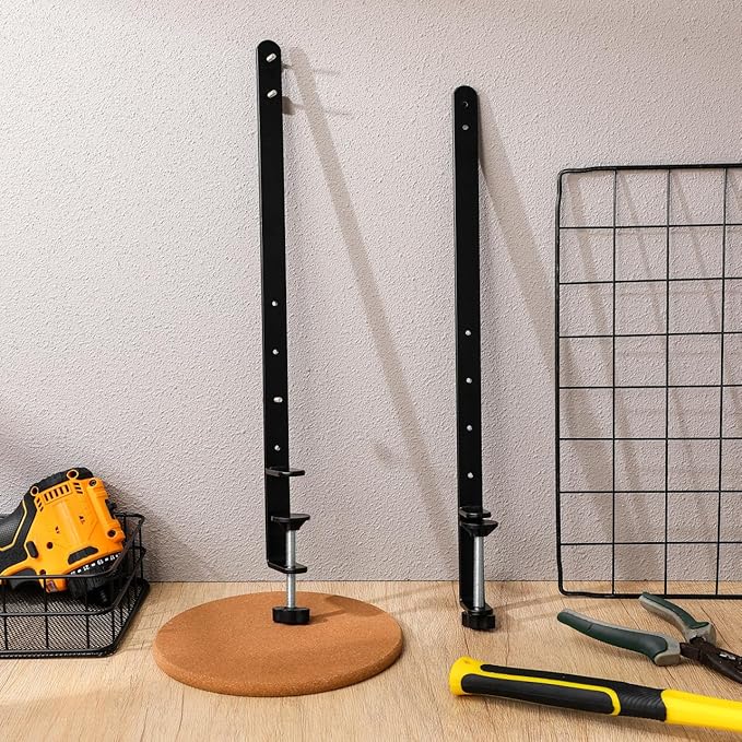 2Pcs Desk Clamp, Metal Pegboard Fixing Mount Extended Version, Black Desk Mount Bracket for Office Game Home Desktop Accessories Bracket