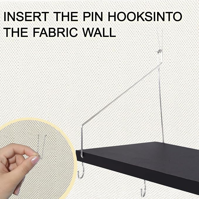 2-Pack Cubicle Shelf For Fabric Walls With Hooks:12x6.0in Black Wooden Cubicle Shelf Hanging Organizer Silver shelves Accessories Office Stylish Ations cubical Decorations For Women Desk work storage