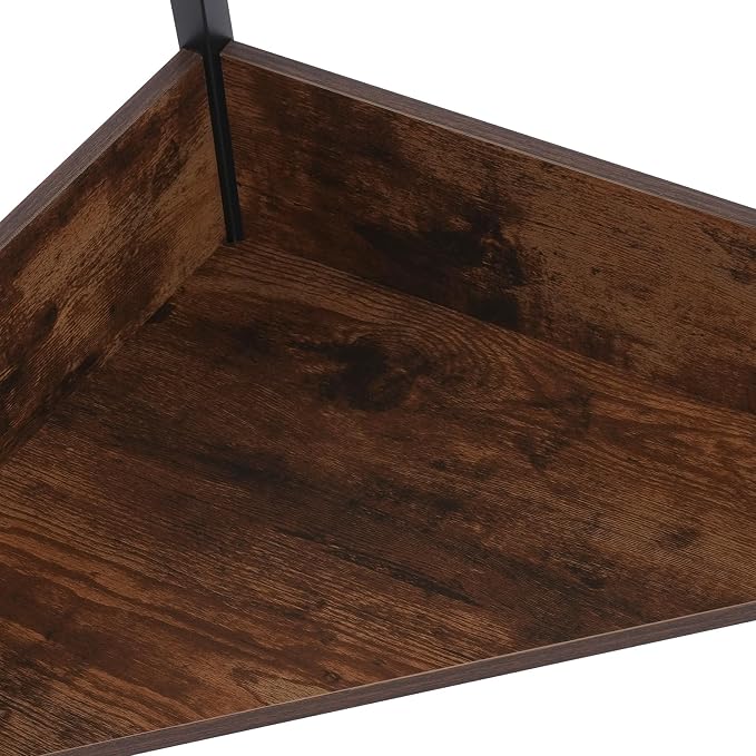 Corner Small Desk with Outlets, Triangle Desk with Storage, for Small Space Home Office, Workstation, Living Room, Bedroom (Brown)