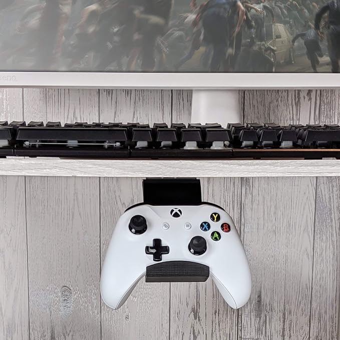 Gamepad Under The Desk Mount Holder Hanger for Xbox One, Switch, PS4, PC, Steam, Steelseries & Most Game Controllers, No Screws, VHB Tape, by Brainwavz (Black, Improved Adheasion Nov2019)