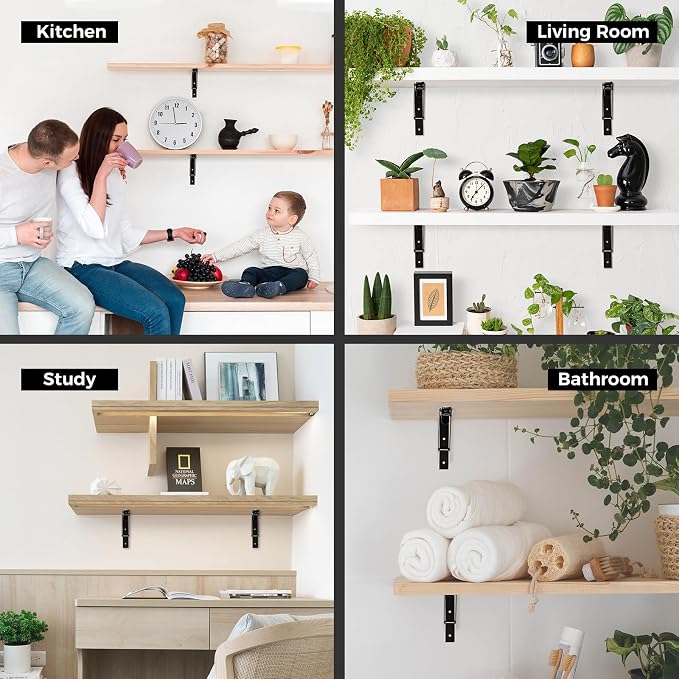 16 Inch Folding Shelf Brackets, 2 Pcs Heavy Duty Metal Collapsible Shelf Bracket Wall Mounted Brackets for Fold Down Table Wall Mounted Brackets for Shelves Space Saving(Max Load: 132 lb)