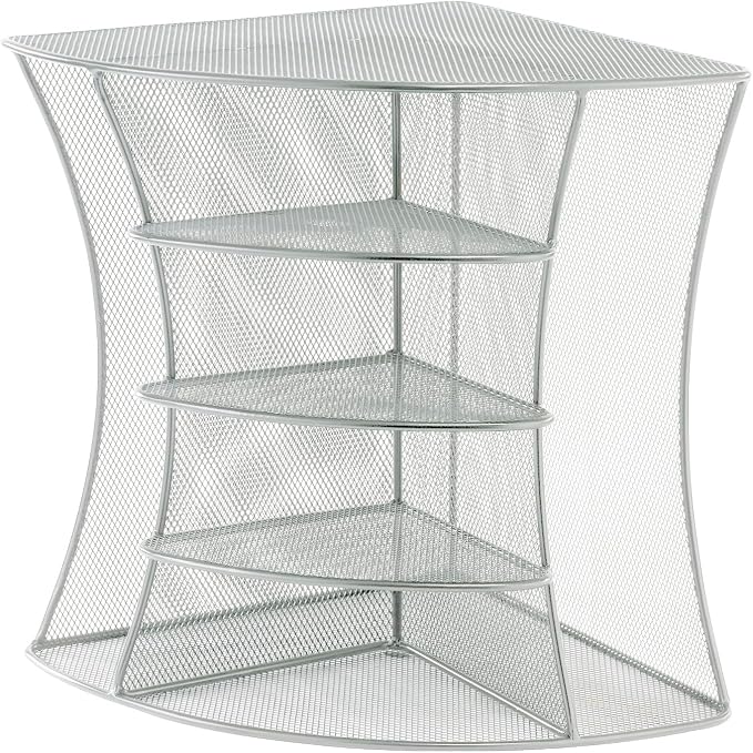Safco Products 3261SL Onyx Mesh Corner Organizer - Durable Steel Mesh Corner Storage and Desk Top Organizer. Space Saving, For Home, Office & Classroom Organization, 13" x 15" x 11 ; Silver