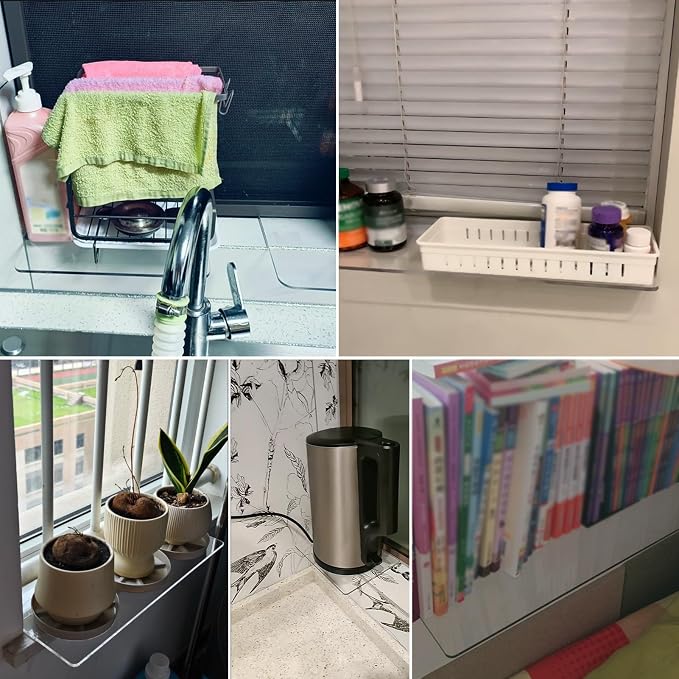 Acrylic Window Sill Led Shelf Extender for Plants, Clear Keyboard Desk Table Extension Tray No Drilling, Universal No DAMA Window Extension (LxW 60x20cm (23 5/8inx7 7/8in))