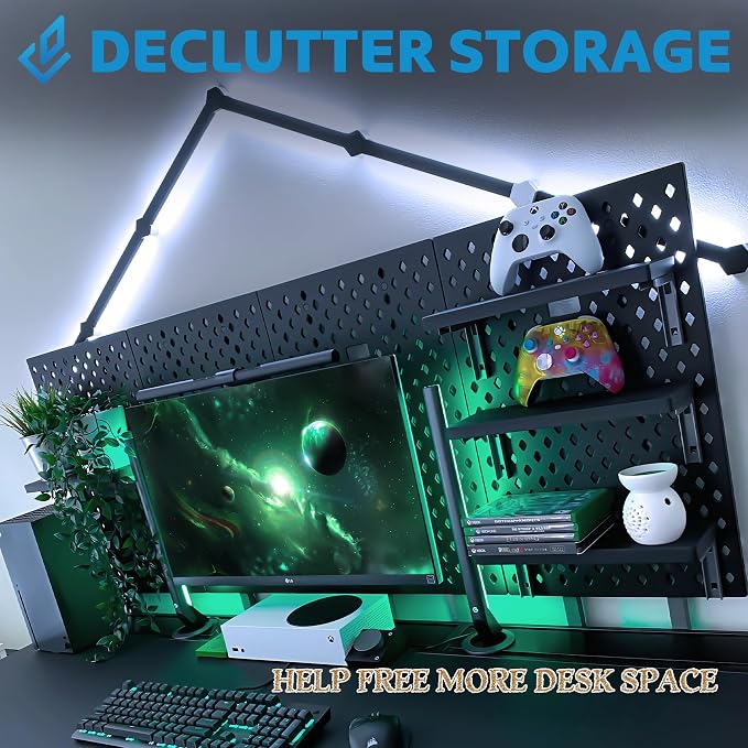Dezctop D-Board Shelves Organizer Accessories, Quick-Mount for Bifrost Series Computer Desk Home Office Table Declutter Storage, HDF Sheet Shelves, Black