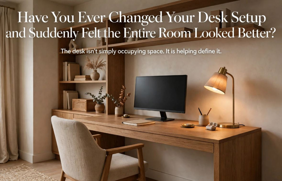 A balanced, organized desk setup that makes the whole room feel calmer