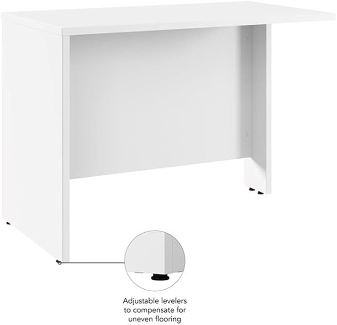 Bush Business Furniture Hampton Heights 42W Computer Desk Return in White, Attachment for Right or Left-Handed L Shaped Work Surface