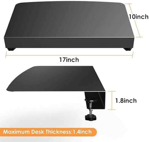 L Desk Connector, 17 x 10 Inch Platform Corner Desk Connector, Stainless Steel L Shaped Table Clamp with Screw Clamp for Home Office School Workstation