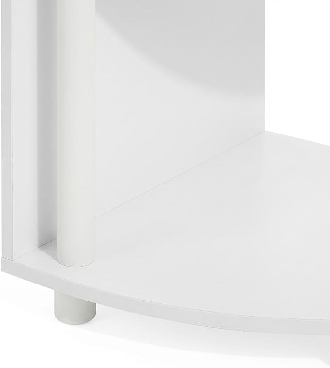 Furnifact White White 4-Tier Zigzag Corner Shelf Bookcase, Space-Saving Modern Design, Sturdy Wooden Construction, Ideal for Living Room and Office Storage