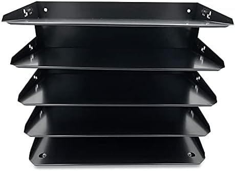 Huron Desktop Horizontal 5-Slot Legal File Binder Organizer Storage Letter Tray, Black Commercial Grade Steel