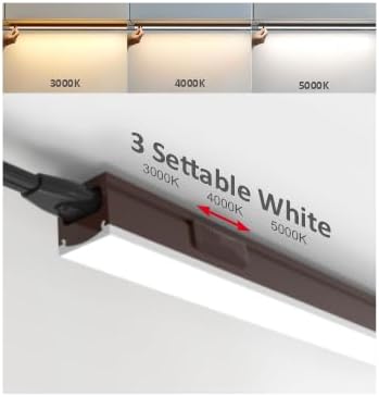 Leetdud Under Cabinet Lighting Plug in, 24 Inch 2 Pcs, Linkable AC120V 3CCT 3000K/4000K/5000K Ultra Slim, LED Under Cabinet Lights for Counter Light, Kitchen, Shelf, Sink, Workshop, Desk, Bronze
