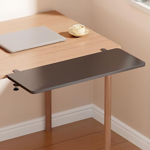 Ergonomic Desktop Extension No Drill Clamp Floating Folding Table Drop Leaf Desk Armrest Shelf Computer Desk Extension (Wood Color 70x20cm)
