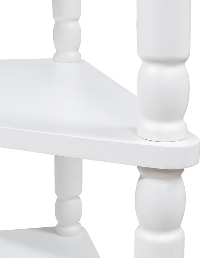 3-Tier Corner Display Rack Small Corner Table Wood Triangle Side Table with Drawer & 2 Open Shelves Multipurpose Shelving Unit for Living Room Bedroom (Milk White)
