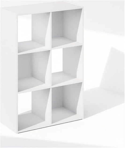 Furinno PELLI Book Shelf, 6-Cube Bookshelf, Cube Storage Organizer Bookcase, 11.7 x 23.7 x 35.4, for Living Room, Bedroom, Home Office, White