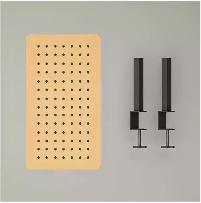 Clamp on Desktop Shelving System, Metal Clip on Desk Hanging Panel, Gaming Desk Accessories with Pegboard and Shelf,Orange,Small