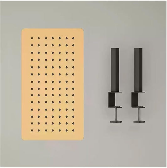 Clamp on Desktop Shelving System, Metal Clip on Desk Hanging Panel, Gaming Desk Accessories with Pegboard and Shelf,Orange,Small
